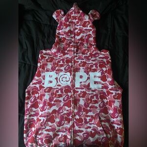 BAPE ABC Bearfull Zip Hoodie Pink